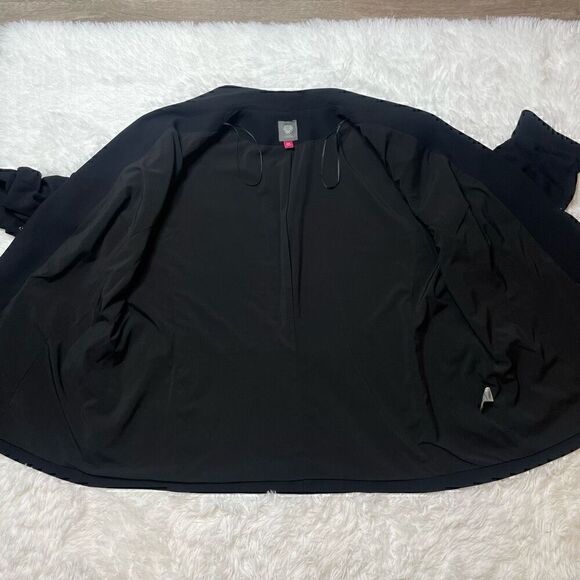 Vince Camuto Ruched Sleeve Blazer Size 22 W Black Hook Closure Collared Vneck - Picture 3 of 10